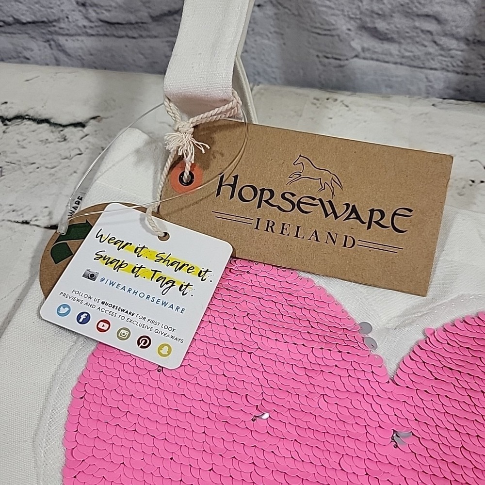 Horseware Ireland Heart Ponies Canvas and Sequins Tote - NEW - Picture 3 of 6